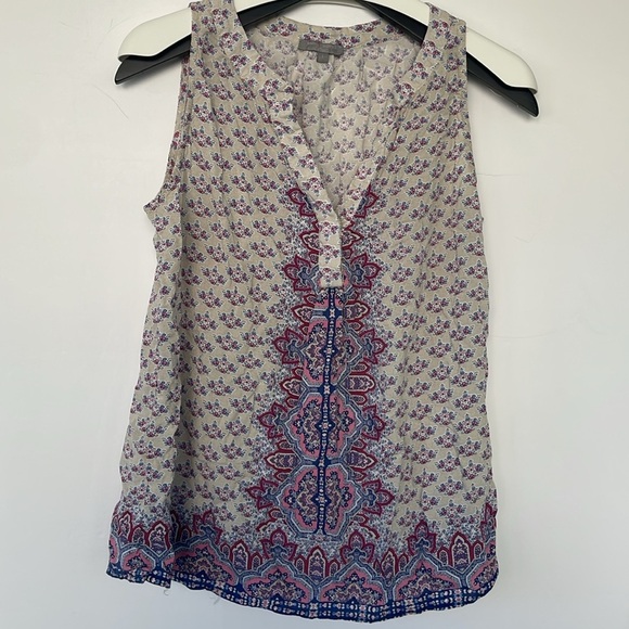 Saint Tropez West Gray Purple Floral Sleeveless Tank Top Large - Picture 8 of 14